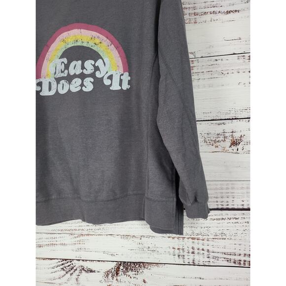 Wild Fox Sweatshirt M Womens Grey Crew Neck Rainbow Long Sleeve Pullover - Picture 3 of 7